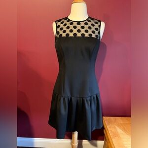 Eliza J black dress with polka dot sheer top sz 6